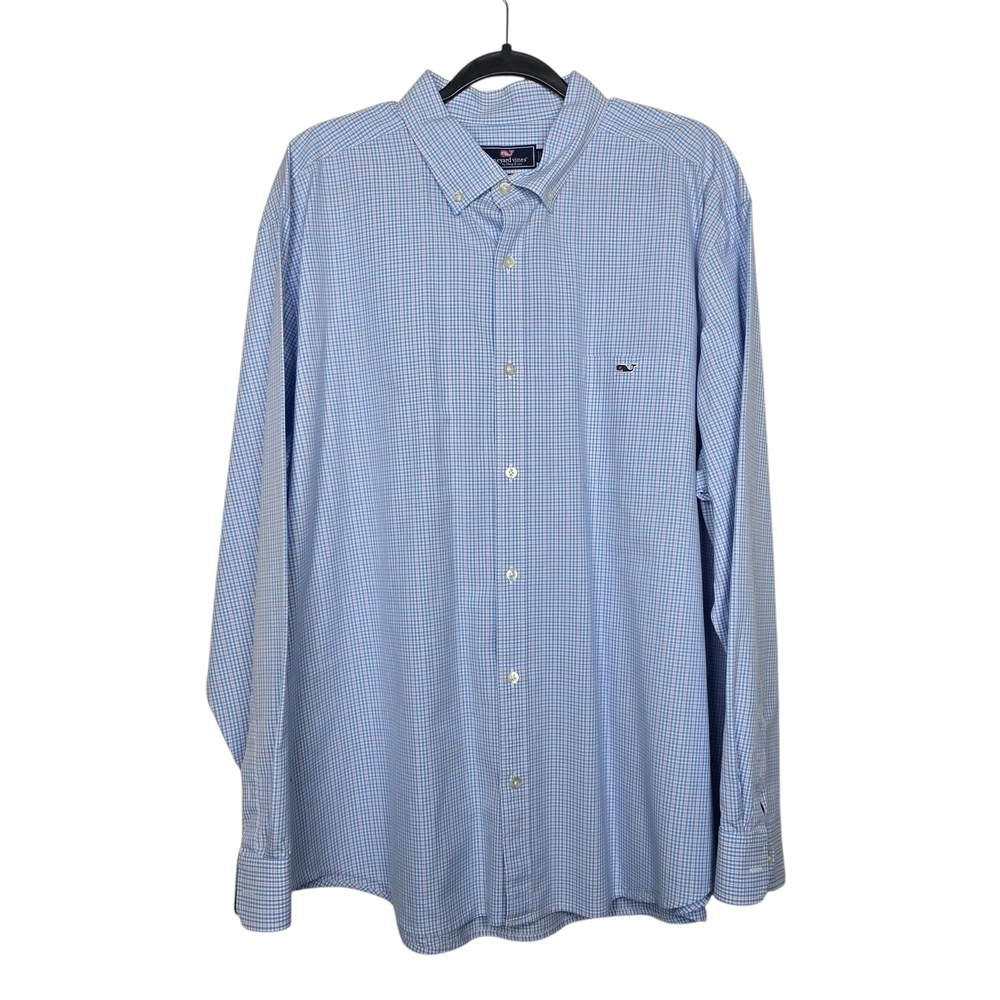 Vineyard Vines Light Blue Checkered Button Down Shirt
